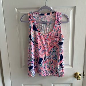 Lilly Pulitzer flamingo pink pattern tank top size small.